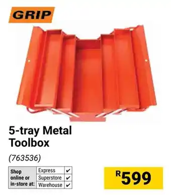 Builders Warehouse GRIP 5-tray Metal Toolbox offer