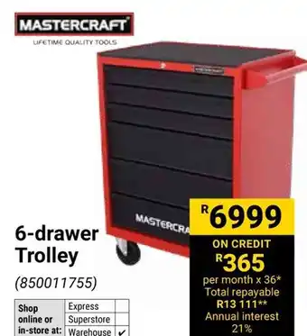 Builders Warehouse Mastercraft 6-drawer Trolley offer