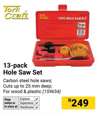 Builders Warehouse Tork Craft Hole Saw Set offer