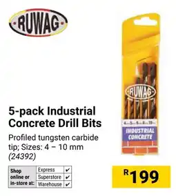 Builders Warehouse RUWAG Industrial Concrete Drill Bits offer
