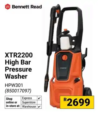 Builders Warehouse Bennett Read XTR2200 High Bar Pressure Washer offer