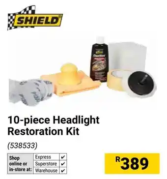 Builders Warehouse Shield Headlight Restoration Kit offer