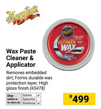 Builders Warehouse Meguiars Wax Paste Cleaner & Applicator offer
