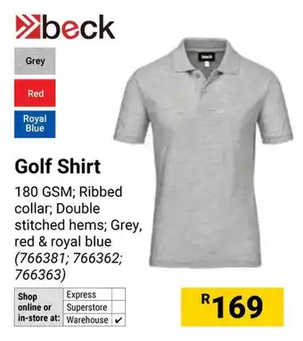 Builders Warehouse Beck Golf Shirt offer