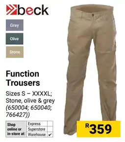 Builders Warehouse Beck Function Trousers offer