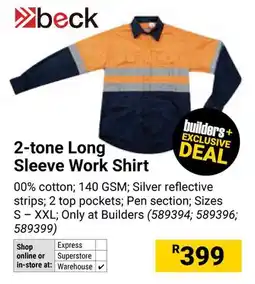Builders Warehouse Beck 2-tone Long Sleeve Work Shirt offer