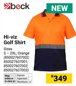 Builders Warehouse Beck Hi-viz Golf Shirt offer