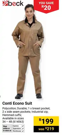 Builders Warehouse Beck Conti Econo Suit offer