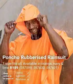 Builders Warehouse Poncho Rubberised Rainsuit offer
