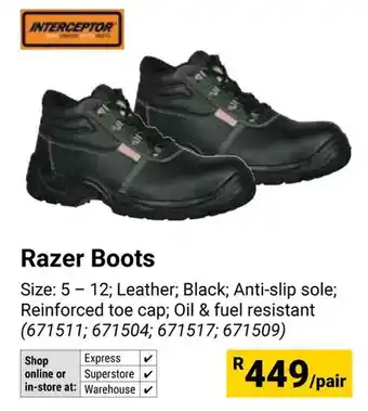 Builders Warehouse Interceptor Razer Boots offer