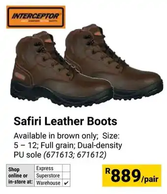 Builders Warehouse Interceptor Safiri Leather Boots offer