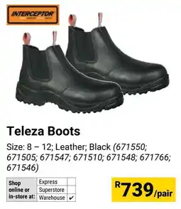 Builders Warehouse Interceptor Teleza Boots offer