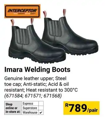 Builders Warehouse Interceptor Imara Welding Boots offer