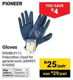 Builders Warehouse Pioneer Gloves offer