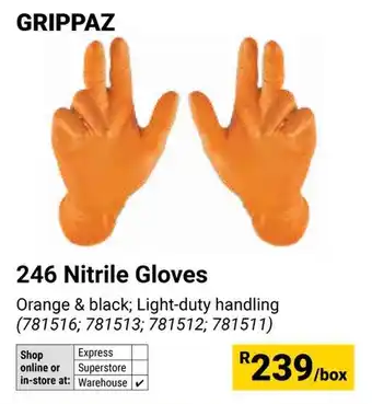 Builders Warehouse Grippaz 246 Nitrile Gloves offer