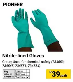 Builders Warehouse Pioneer Nitrile-lined Gloves offer