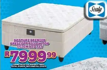 Lewis Sealy posture premier prescott pillow top 152cm bed set offer