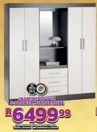 Lewis Jasmine 4-door 3-drawer mirror robe offer