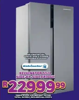 Lewis Kelvinator side-by-side fridge offer