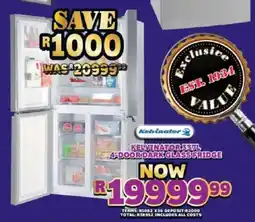 Lewis Kelvinator 4-door dark glass fridge offer