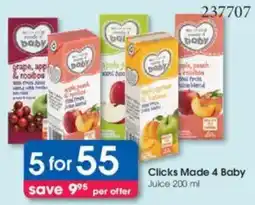 Clicks Clicks Made 4 Baby Juice offer