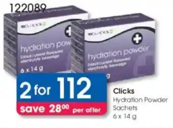 Clicks Clicks Hydration Powder Sachets offer