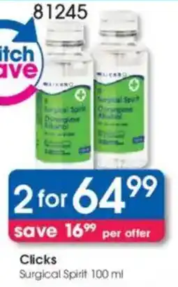 Clicks Clicks Surgical Spirit offer