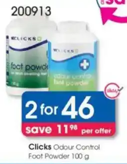 Clicks Clicks Odour Control Foot Powder offer