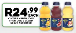Fresh Stop Clover krush 100% fruit juice blend assorted offer