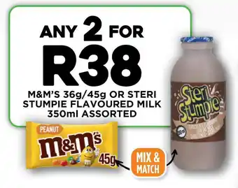 M&m's or steri stumpie flavoured milk assorted