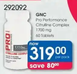 Clicks GNC Pro Performance Citrulline Complex 1700 mg offer