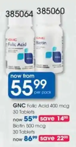 Clicks GNC Folic Acid 400 mcg offer