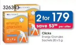 Clicks Clicks Energy Granules Sachets offer