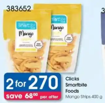 Clicks Clicks Smartbite Foods Mango Strips offer