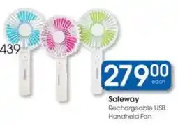 Clicks Safeway Rechargeable USB Handheld Fan offer