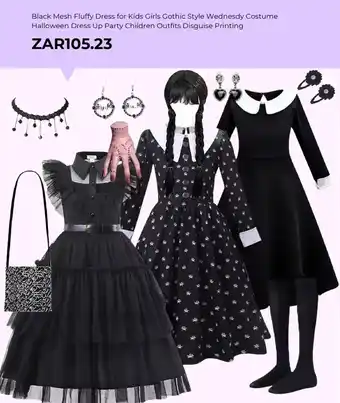 Black Mesh Fluffy Dress for Kids Girls Gothic Style Wednesdy Costume Halloween Dress Up Party Children Outfits Disguise