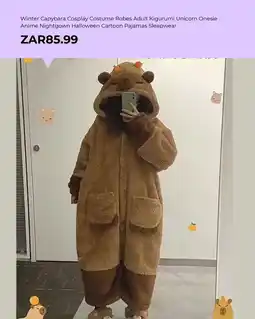 AliExpress Winter Capybara Cosplay Costume Robes Adult Kigurumi Unicorn Onesie Anime Nightgown Halloween Cartoon Pajamas Sleepwear offer