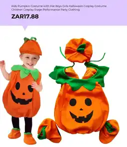 AliExpress Kids Pumpkin Costume with Hat Boys Girls Halloween Cosplay Costume Children Cosplay Stage Performance Party Clothing offer