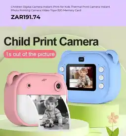 AliExpress Children Digital Camera Instant Print for Kids Thermal Print Camera Instant Photo Printing Camera Video Toys +32G Memory Card offer