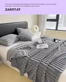 AliExpress Solid color thickened wide striped multifunctional blanket, can be used as bed sheet cover blanket, nap blanket, pet blanket offer