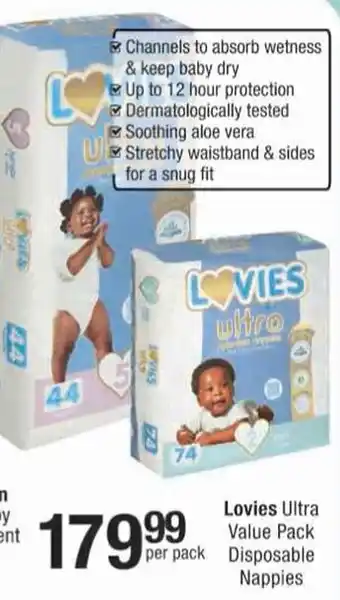 Checkers Lovies Ultra Value Pack Disposable Nappies offer
