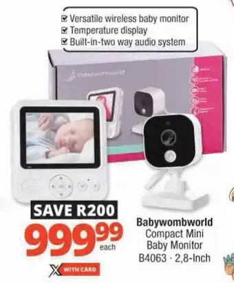 Checkers Babywombworld Compact Mini Baby Monitor offer