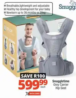 Checkers Snuggletime Grey Carrier Hip Seat offer