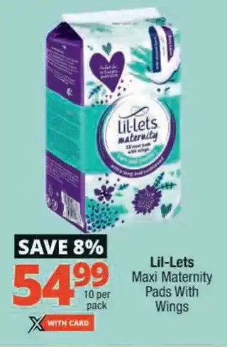 Lil-Lets Maxi Maternity Pads With Wings