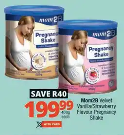 Checkers Mom2B Velvet Vanilla/ Strawberry Flavour Pregnancy Shake offer