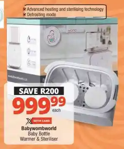 Checkers Babywombworld Baby Bottle Warmer & Steriliser offer