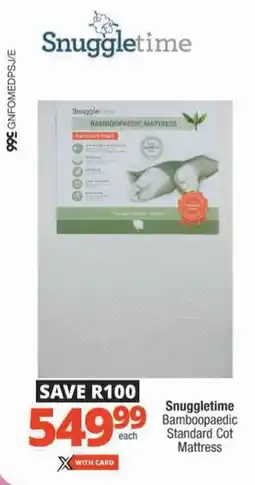 Checkers Snuggletime Bamboopaedic Standard Cot Mattress offer