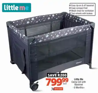 Checkers Little Me Camp Cot with Bassinet offer