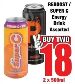 Boxer Superstores REBOOST/ SUPER C Energy Drink Assorted offer