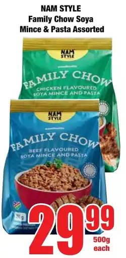 Boxer Superstores NAM STYLE Family Chow Soya Mince & Pasta Assorted offer
